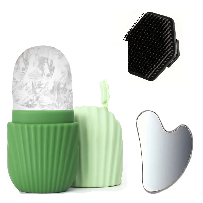 GlowChill Ice Roller & Gua Sha Set — De-Puff, Lift & Contour
