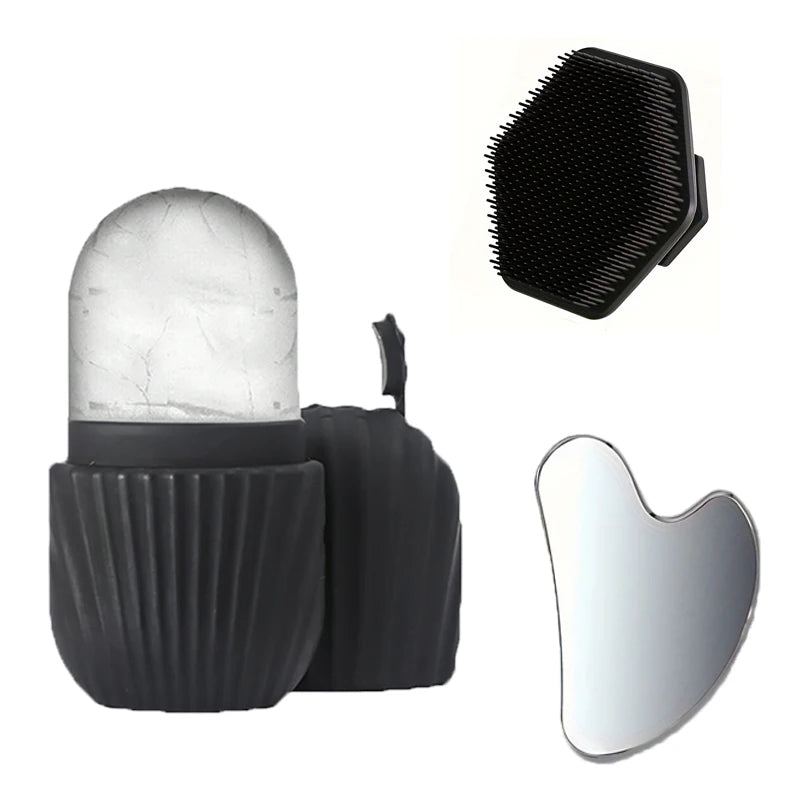 GlowChill Ice Roller & Gua Sha Set — De-Puff, Lift & Contour