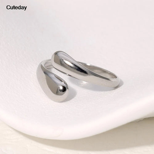 Golden Stainless Steel Geometric Fashion Ring