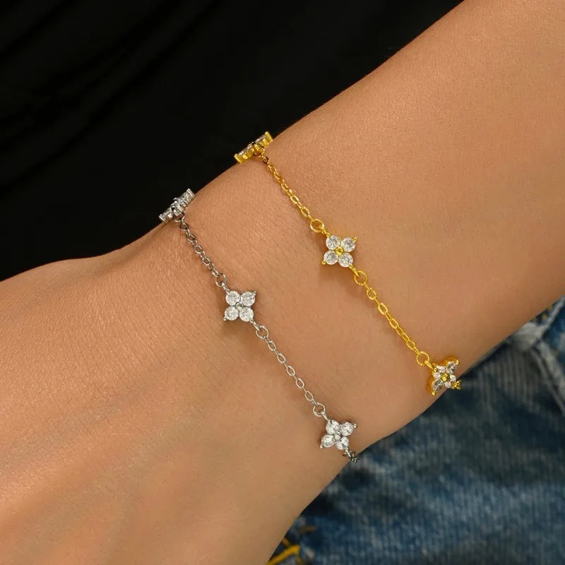 Sterling Crystal Flower Bracelet for Women