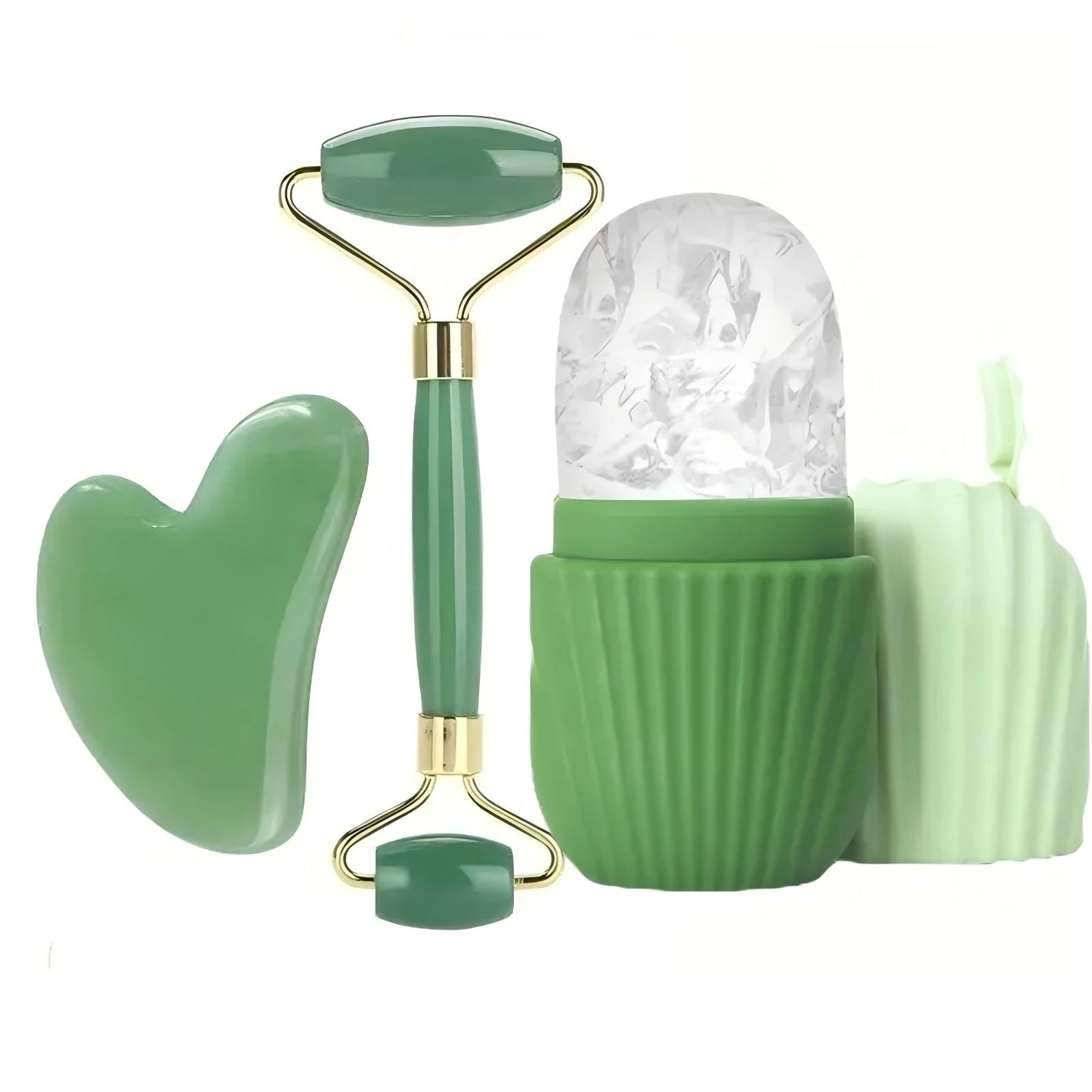 GlowChill Ice Roller & Gua Sha Set — De-Puff, Lift & Contour