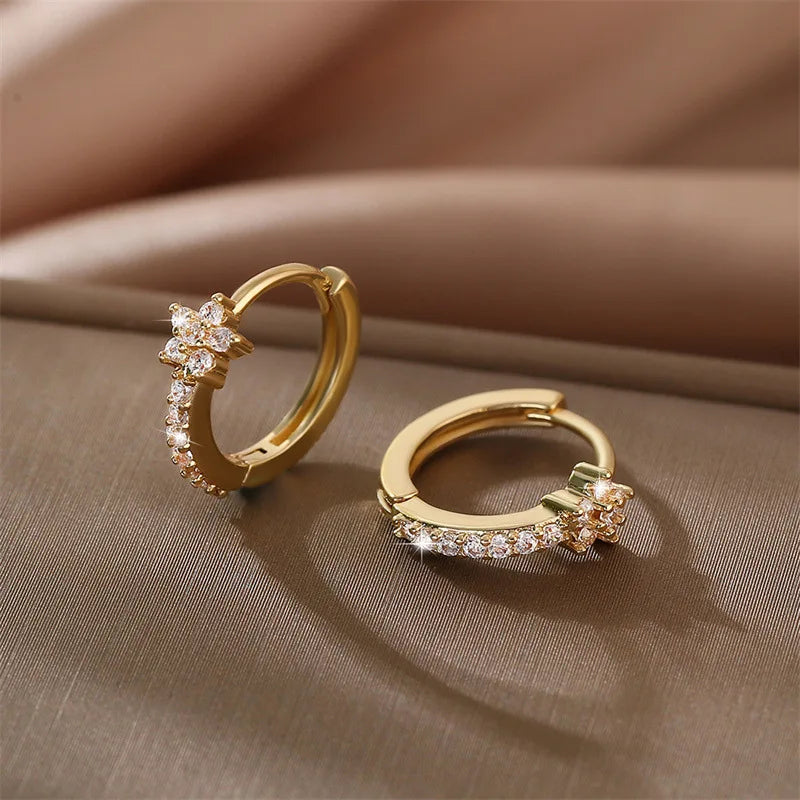 Vintage Zircon Star Hoops Earrings For Women
