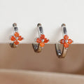 Flower Zircon Hoop Earrings Set