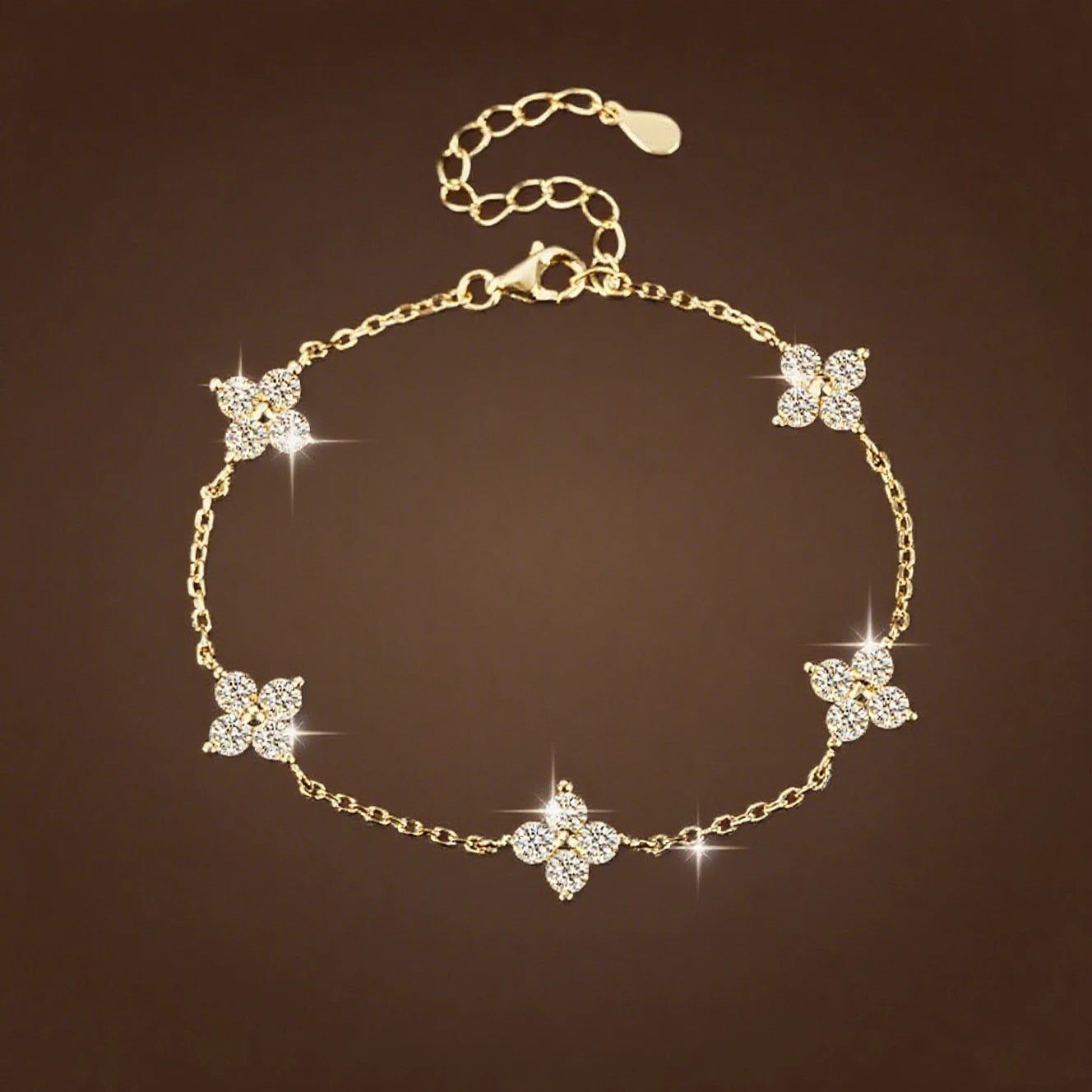 Sterling Crystal Flower Bracelet for Women