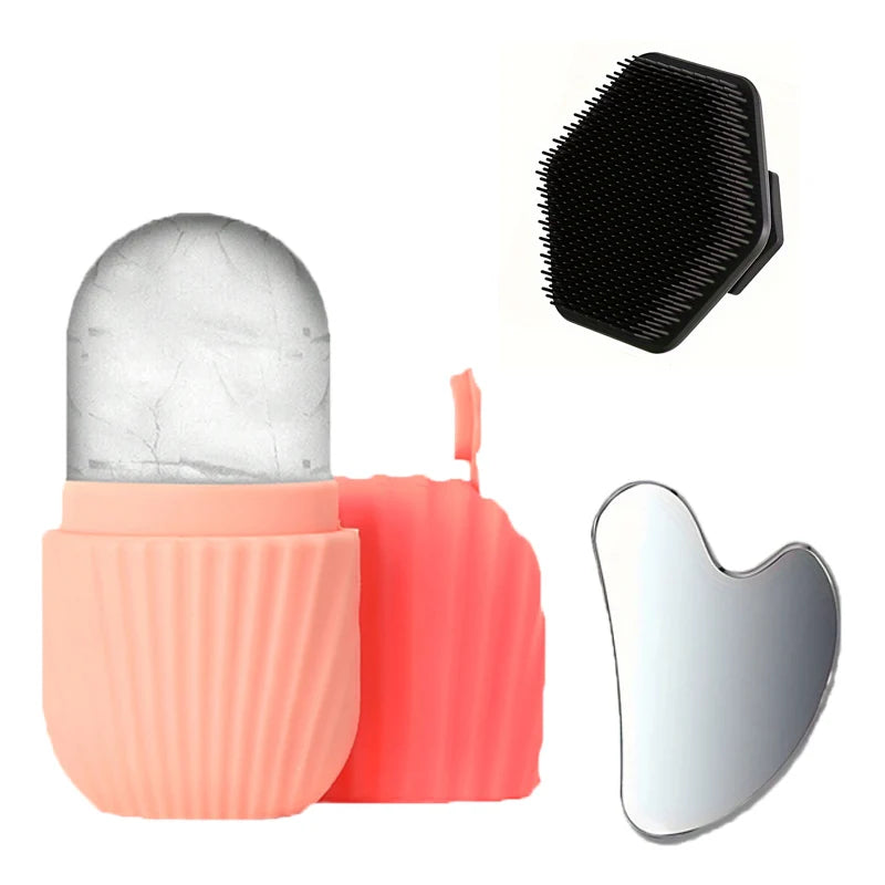 GlowChill Ice Roller & Gua Sha Set — De-Puff, Lift & Contour