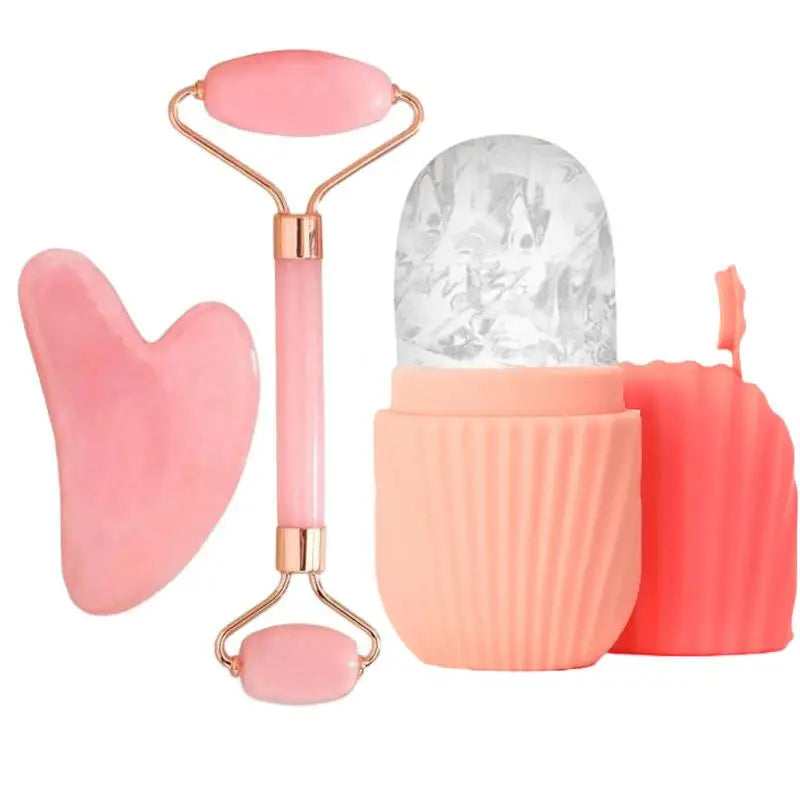 GlowChill Ice Roller & Gua Sha Set — De-Puff, Lift & Contour