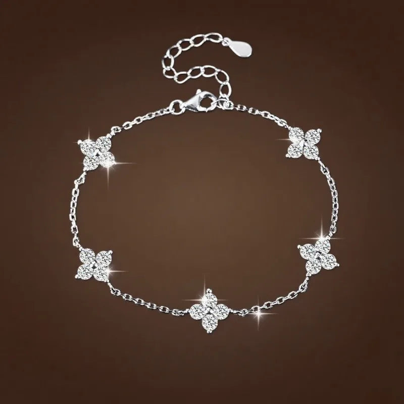 Sterling Crystal Flower Bracelet for Women