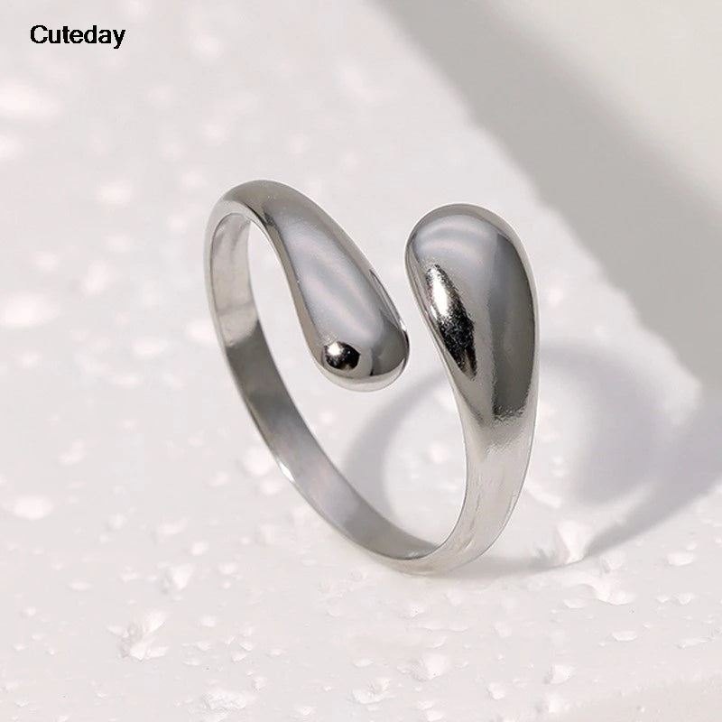 Golden Stainless Steel Geometric Fashion Ring