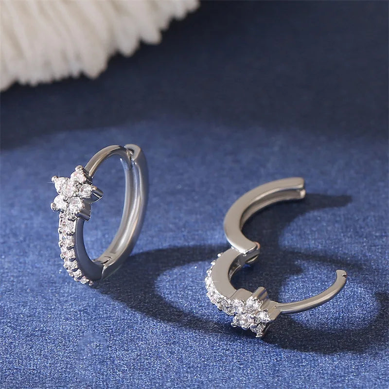Vintage Zircon Star Hoops Earrings For Women