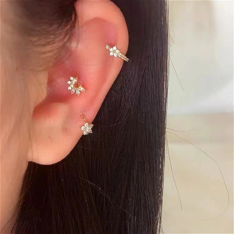 Vintage Zircon Star Hoops Earrings For Women