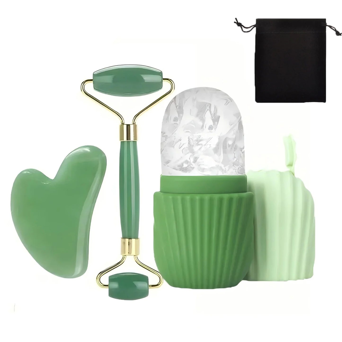 GlowChill Ice Roller & Gua Sha Set — De-Puff, Lift & Contour