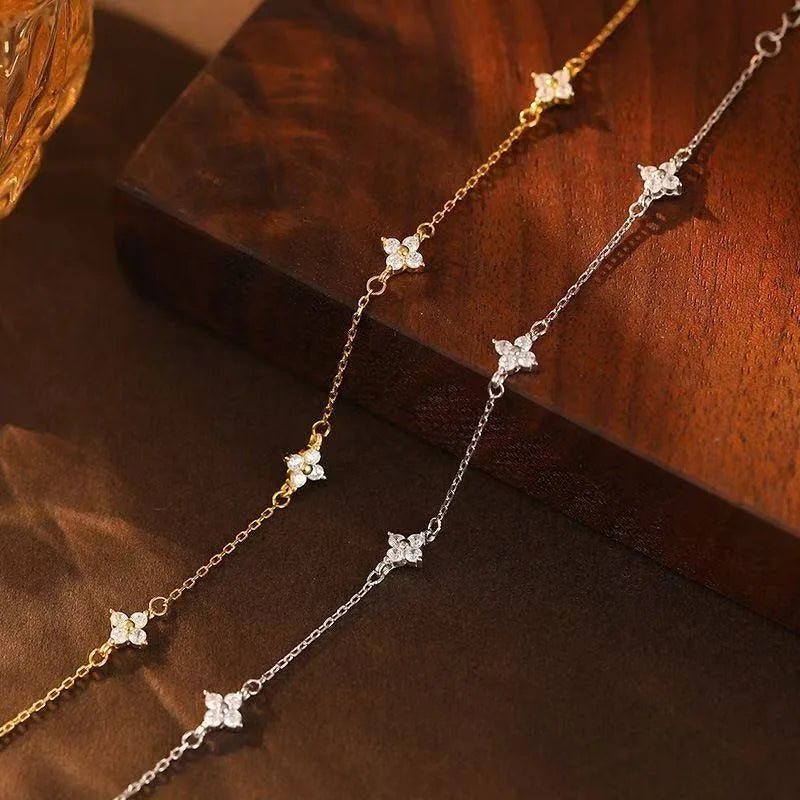 Sterling Crystal Flower Bracelet for Women