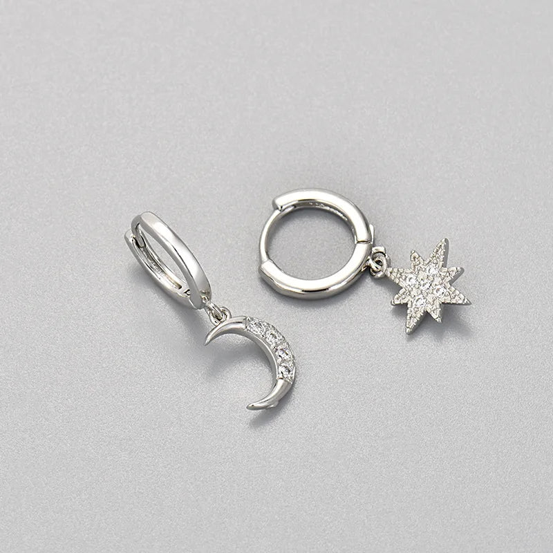 Vintage Zircon Star Hoops Earrings For Women