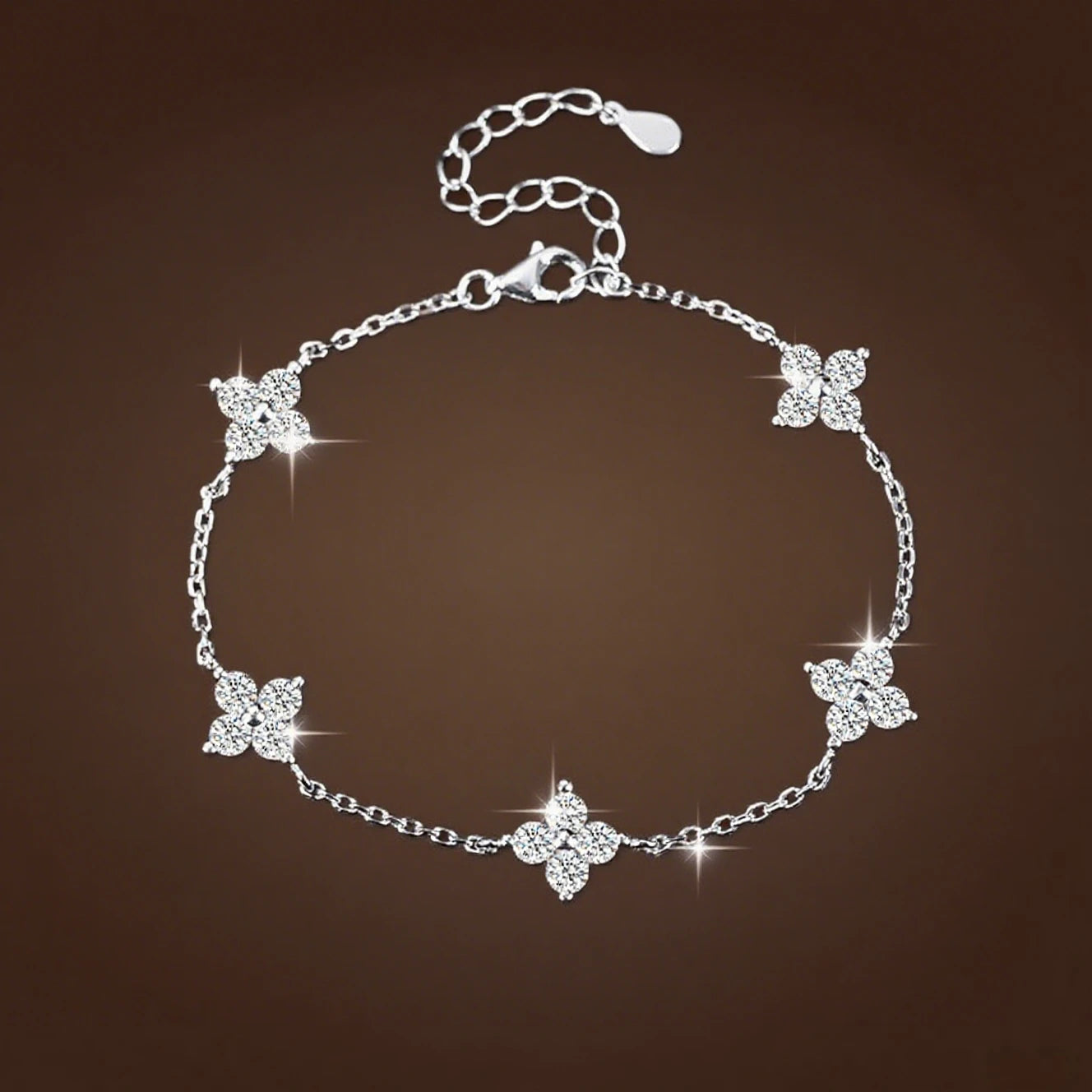 Sterling Crystal Flower Bracelet for Women