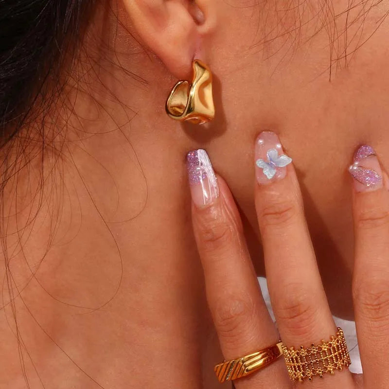 Golden Contour Arc Hoops