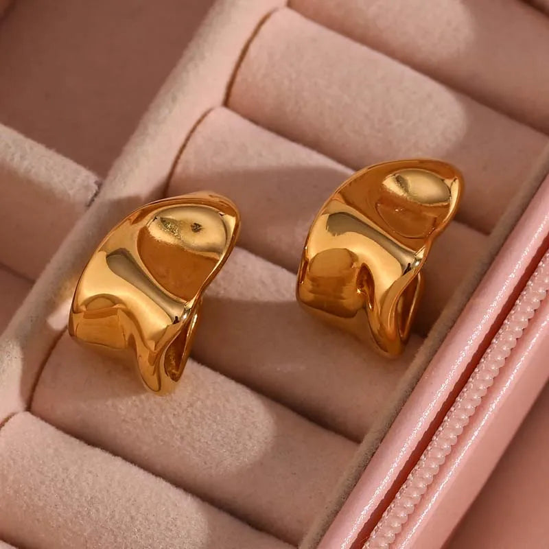Golden Contour Arc Hoops