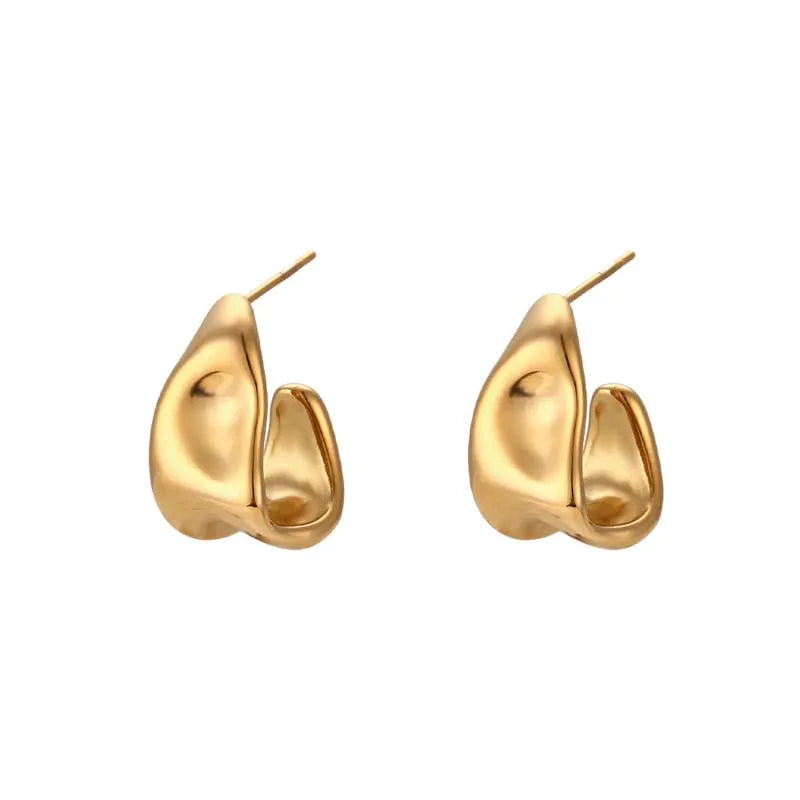 Golden Contour Arc Hoops