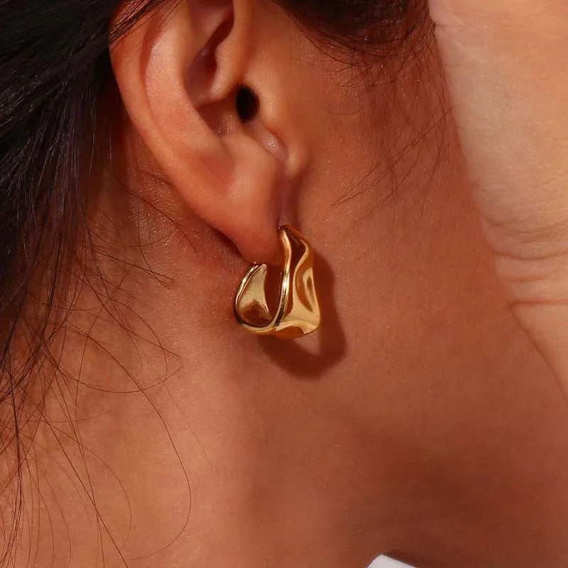 Golden Contour Arc Hoops
